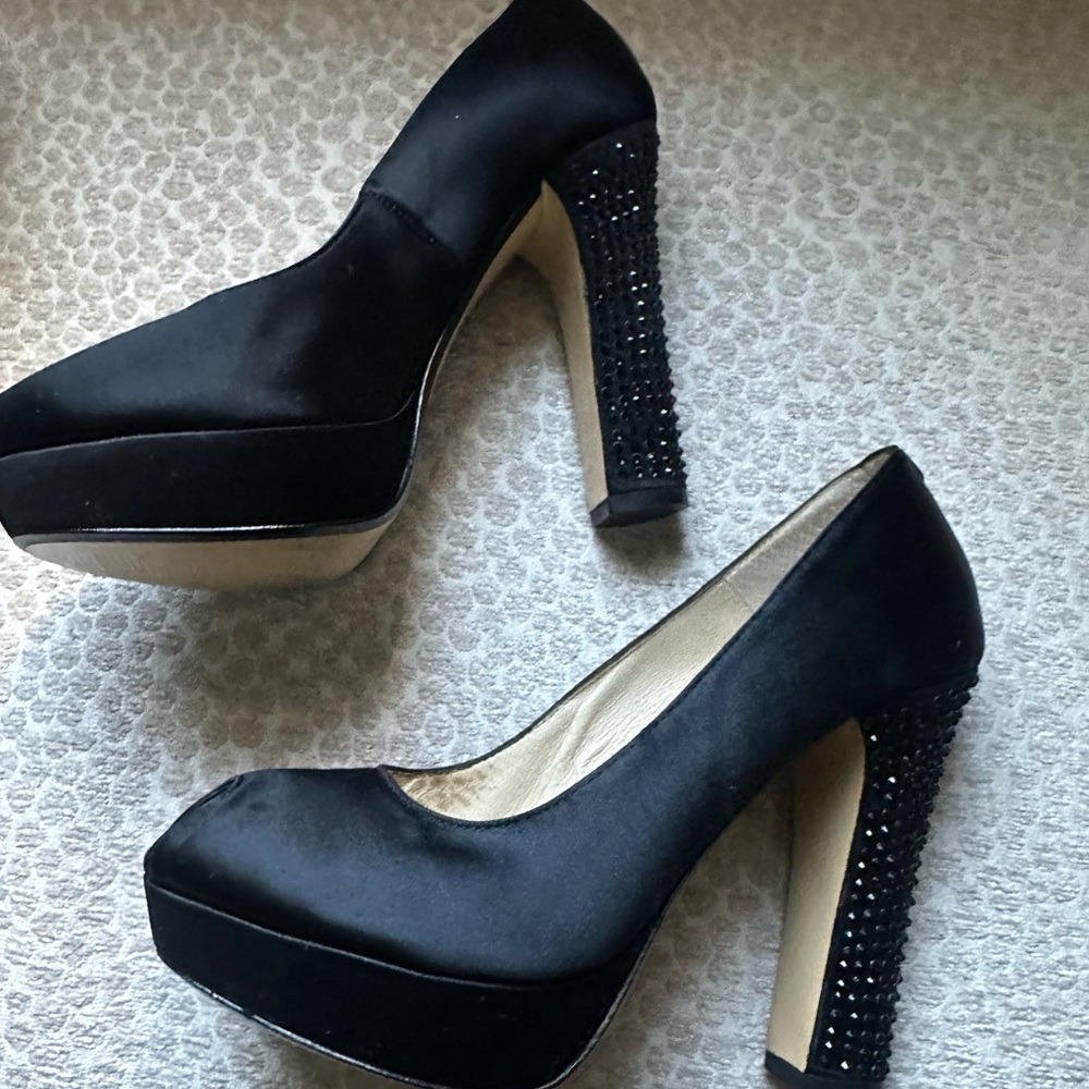 Michael Kors Black Satin Platform Heels